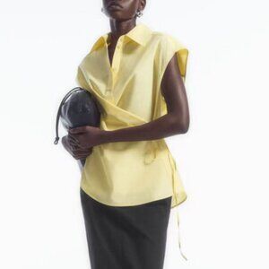 COS Sleeveless Button-Up Blouse Pastel Yellow Top